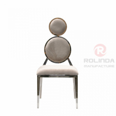 Grey double circular backrest European style banquet hall living room chair stainless steel