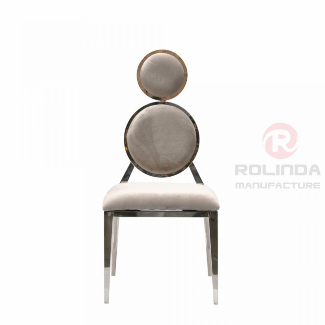 Grey double circular backrest European style banquet hall living room chair stainless steel