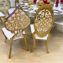 White Spade shaped backrest new white leather gold stainless steel wedding banquet chair