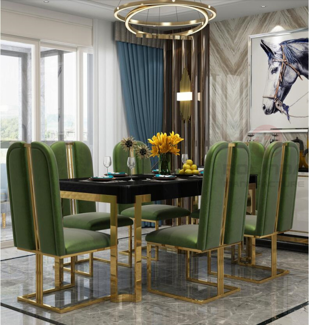 Nordic metal stainless steel backrest, PU leather chair, comfortable and simple restaurant office chair