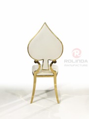 White Spade shaped backrest new white leather gold stainless steel wedding banquet chair