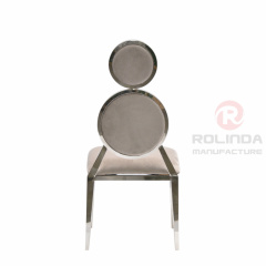 Grey double circular backrest European style banquet hall living room chair stainless steel