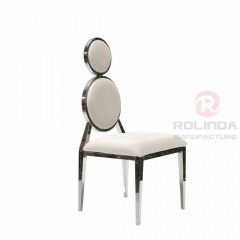 Grey double circular backrest European style banquet hall living room chair stainless steel