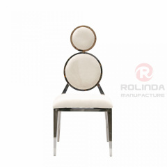 Grey double circular backrest European style banquet hall living room chair stainless steel
