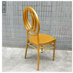 Round back gold outdoor dining wedding metal chair