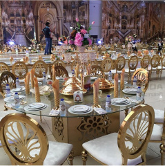 Golden Wheel loft made of gold leather loft steel frame and king and queen chair wedding