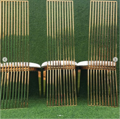 New Luxury High Back Dining Chair Stainless Steel Gold Wedding Chair Living Room Chair