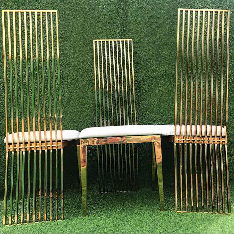 New Luxury High Back Dining Chair Stainless Steel Gold Wedding Chair Living Room Chair