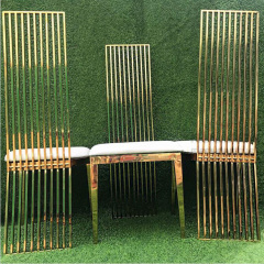 New Luxury High Back Dining Chair Stainless Steel Gold Wedding Chair Living Room Chair