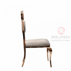 Heart shaped hollow stainless steel chair, white cushion, metal backrest, banquet hall chair for Wedding