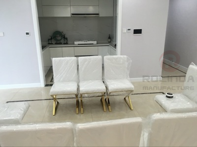 White Stainless Steel Light Luxury Dining Chair Alligator Pattern Fashion Simple Modern Dining Chair