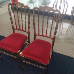 Gold and Silver European Style High Back Stainless Steel Chairs with Cushion