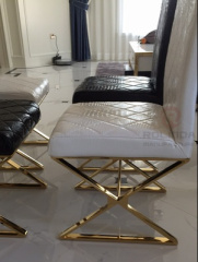 White Stainless Steel Light Luxury Dining Chair Alligator Pattern Fashion Simple Modern Dining Chair