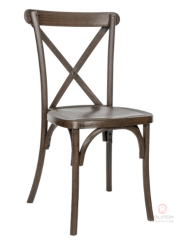Brown stackable wedding event banquet wooden cross back chair