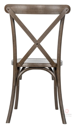 Brown stackable wedding event banquet wooden cross back chair