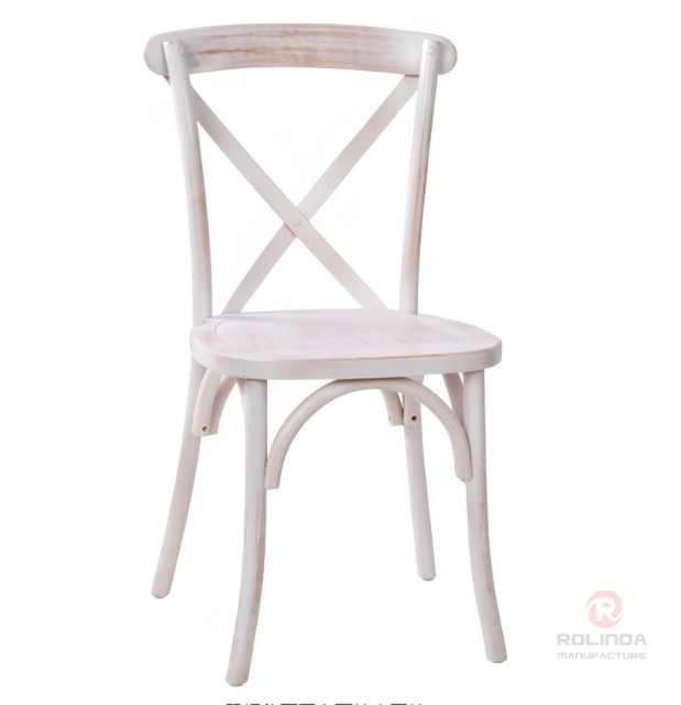 Brown stackable wedding event banquet wooden cross back chair