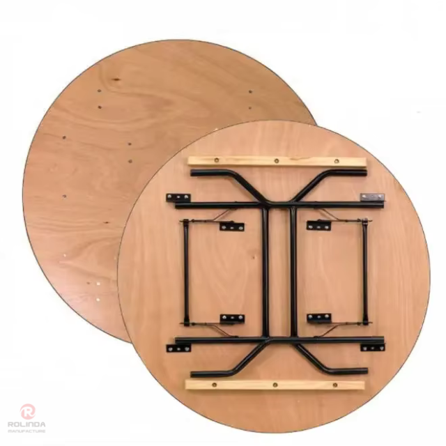 The original wood colored party banquet dining room is collapsible and customizable plywood round table