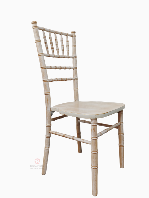 Washed white stackable Wedding Event wooden Chiavari chair