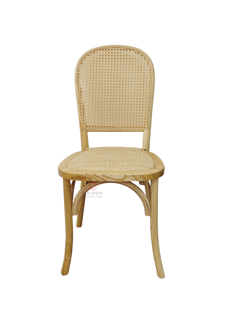 Original wood color tavern solid wood frame rattan chair