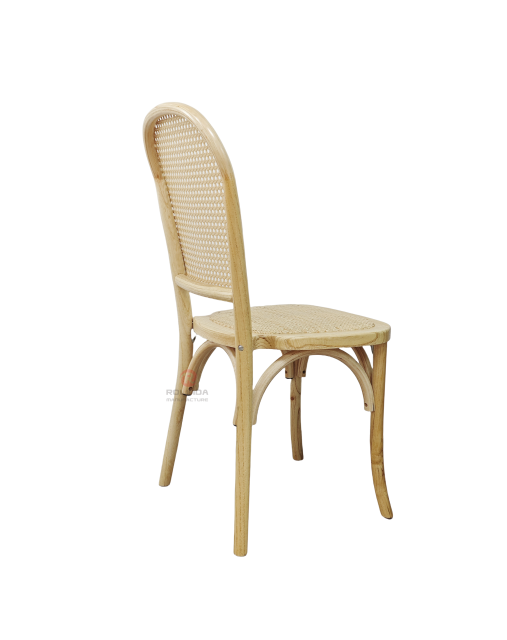 Original wood color tavern solid wood frame rattan chair