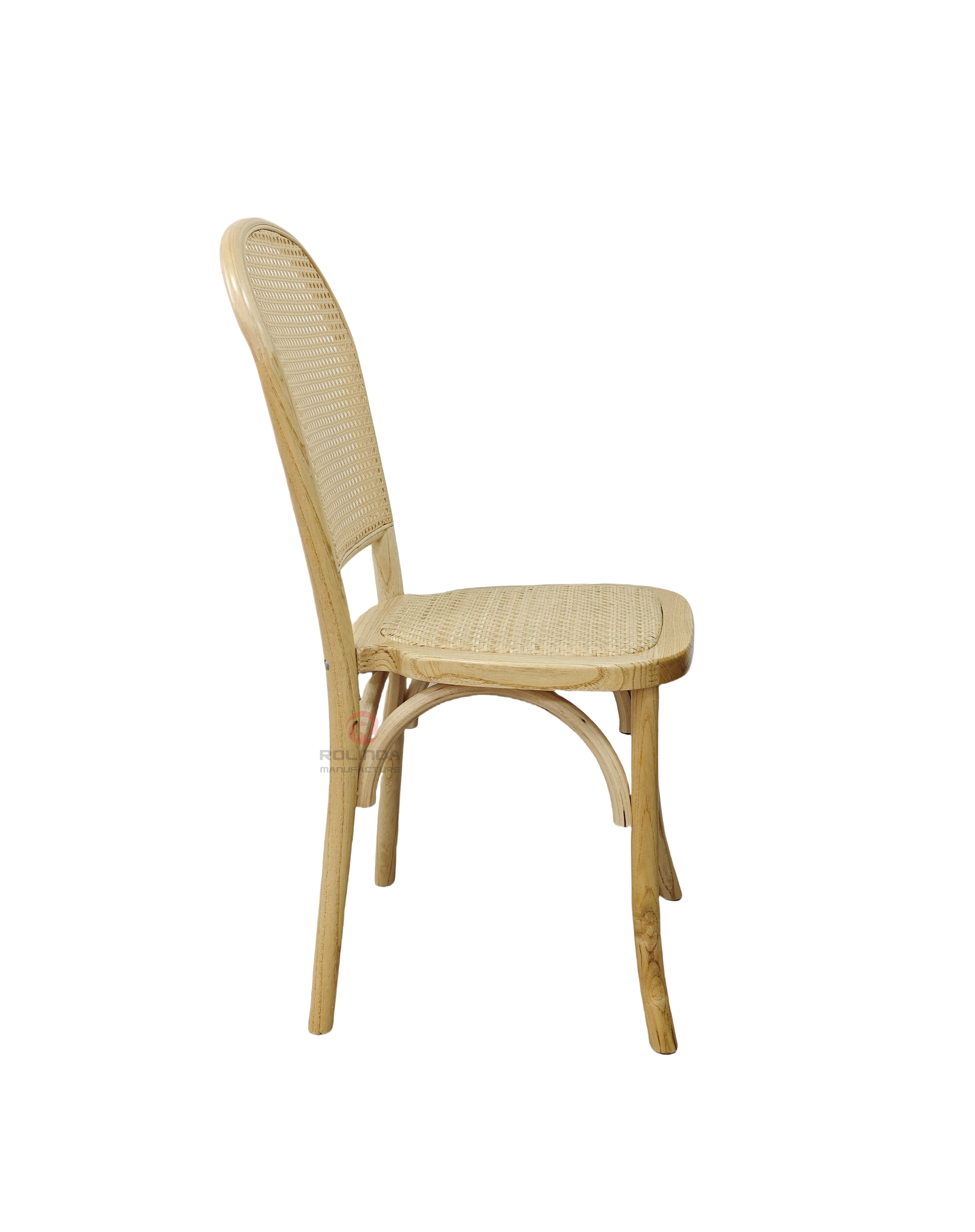 Original wood color tavern solid wood frame rattan chair
