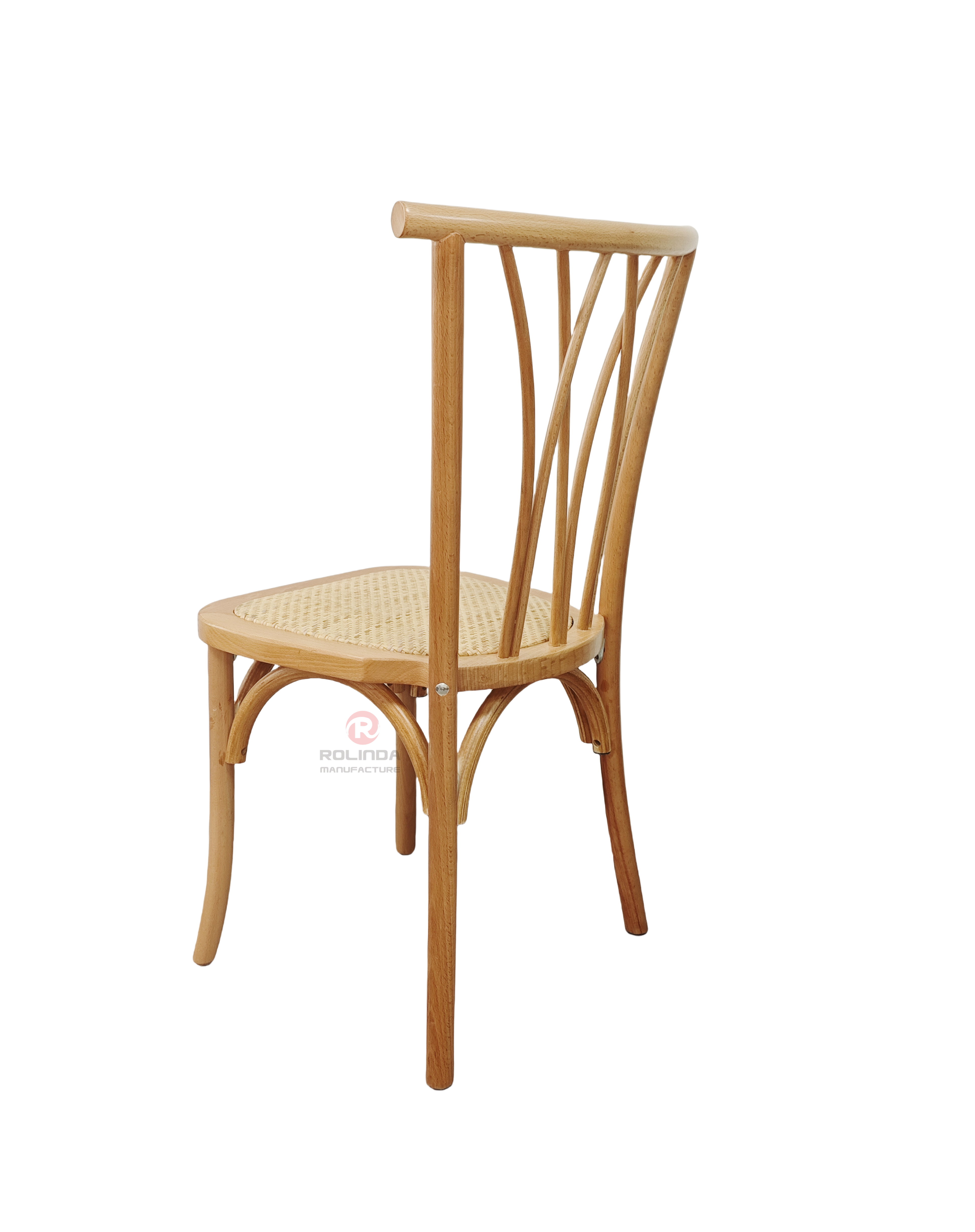 Original wood color solid wood frame rattan chair