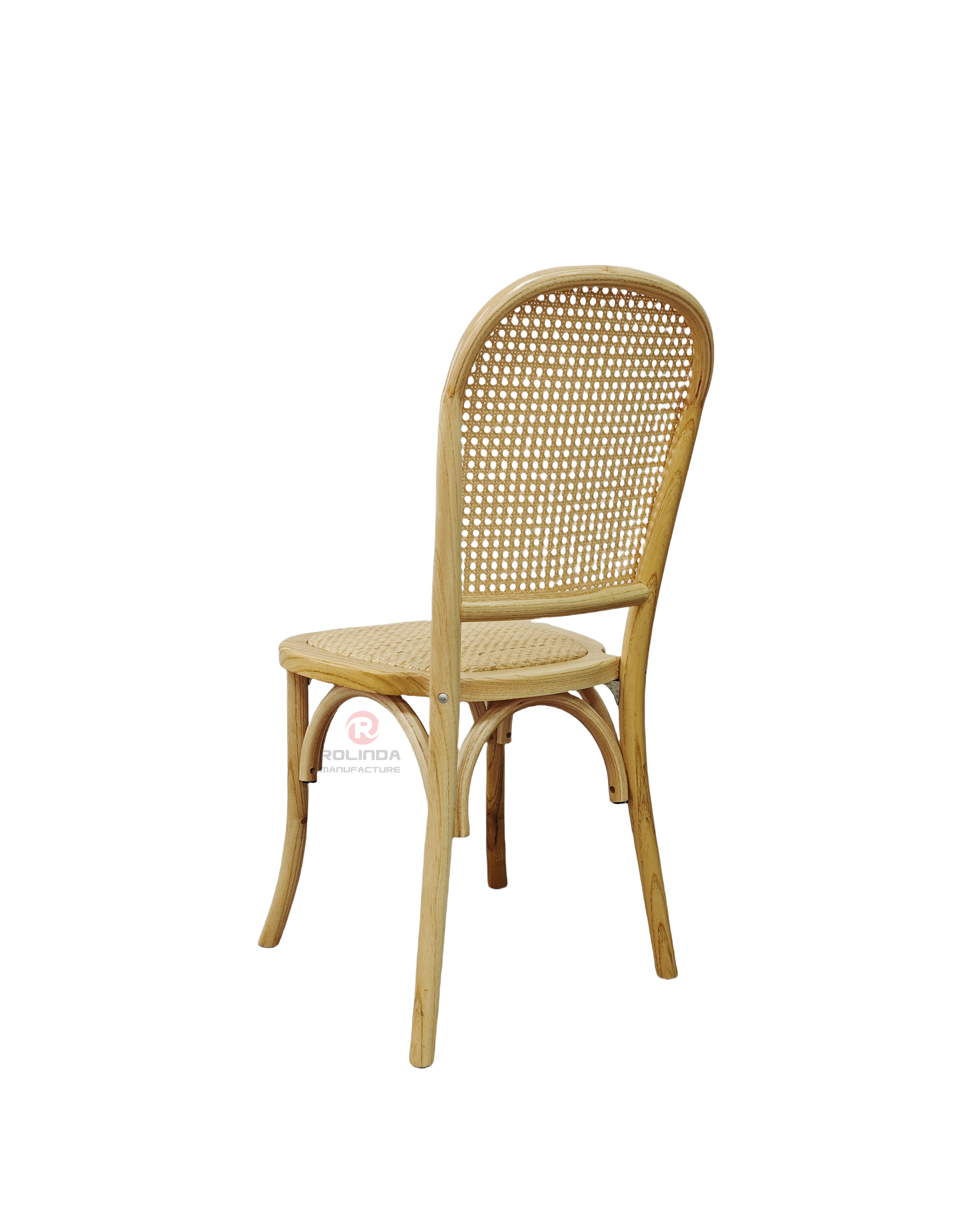 Original wood color tavern solid wood frame rattan chair