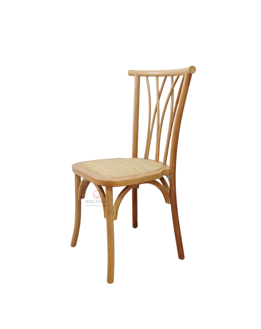 Original wood color solid wood frame rattan chair