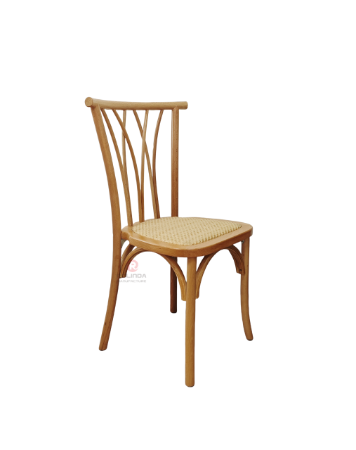 Original wood color solid wood frame rattan chair
