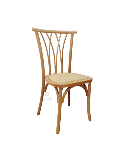 Original wood color solid wood frame rattan chair