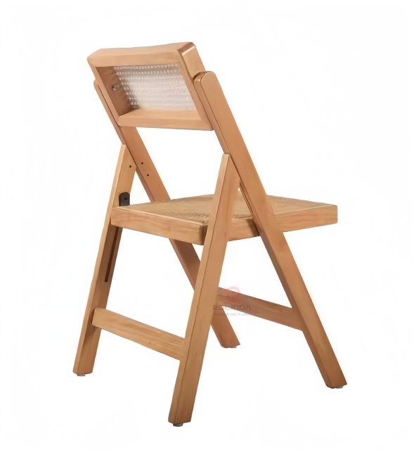 Original wood color solid wood frame garden living room outdoor wedding folding rattan chairs