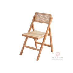 Original wood color solid wood frame garden living room outdoor wedding folding rattan chairs