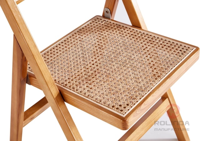 Original wood color solid wood frame garden living room outdoor wedding folding rattan chairs