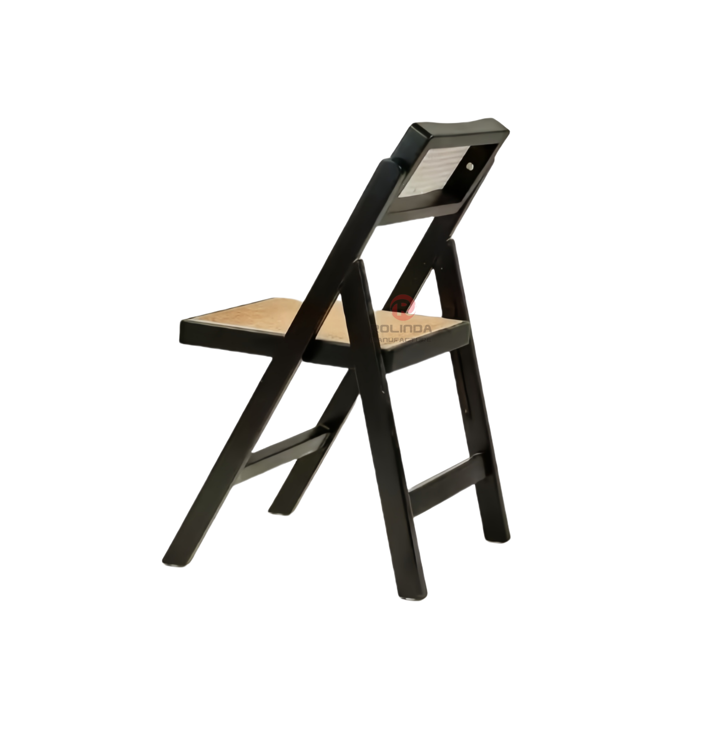 Black solid wood frame high quality natural rattan hand-woven folding chair