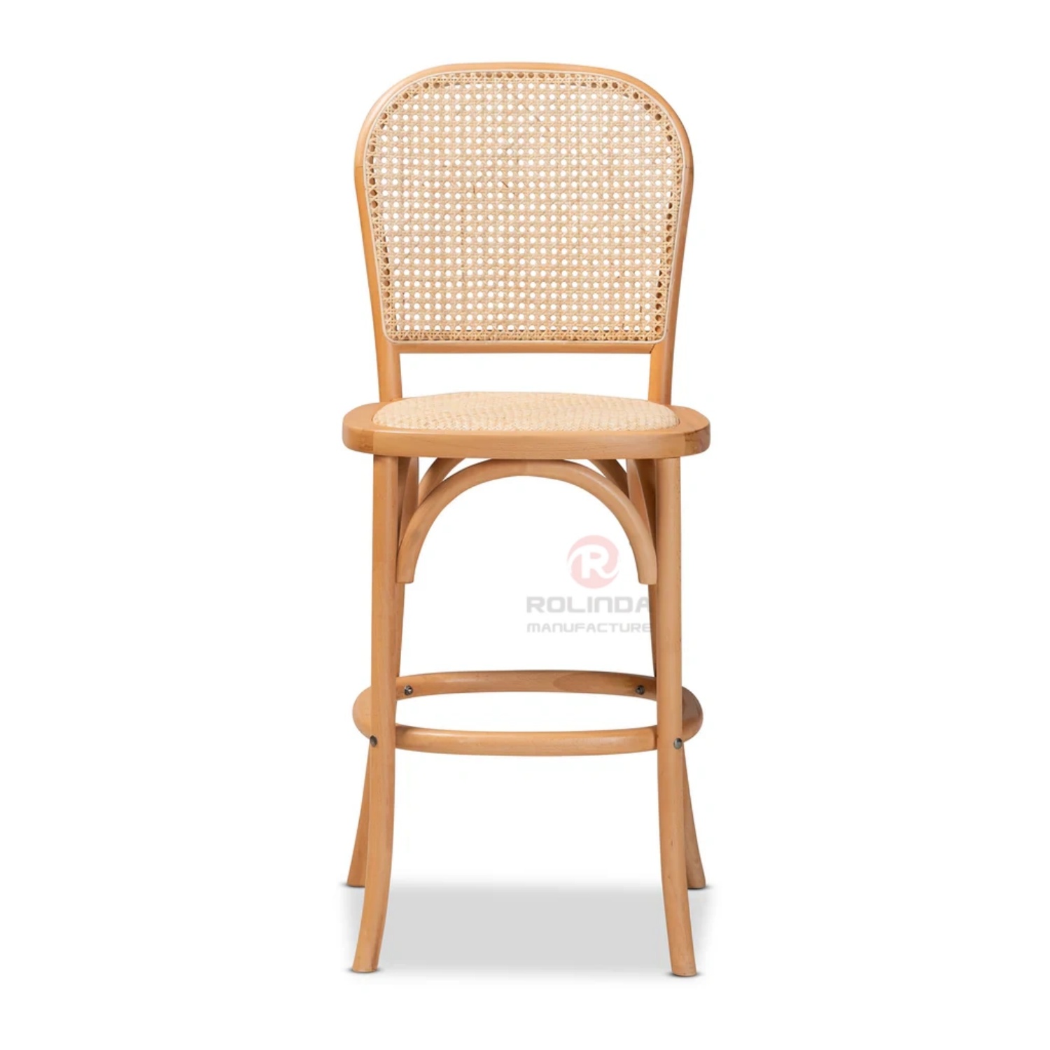 Original wood color hotel wedding bar rattan back bar chair