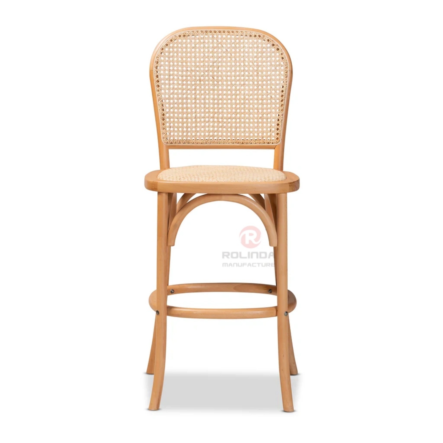 Original wood color hotel wedding bar rattan back bar chair