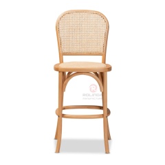 Original wood color hotel wedding bar rattan back bar chair