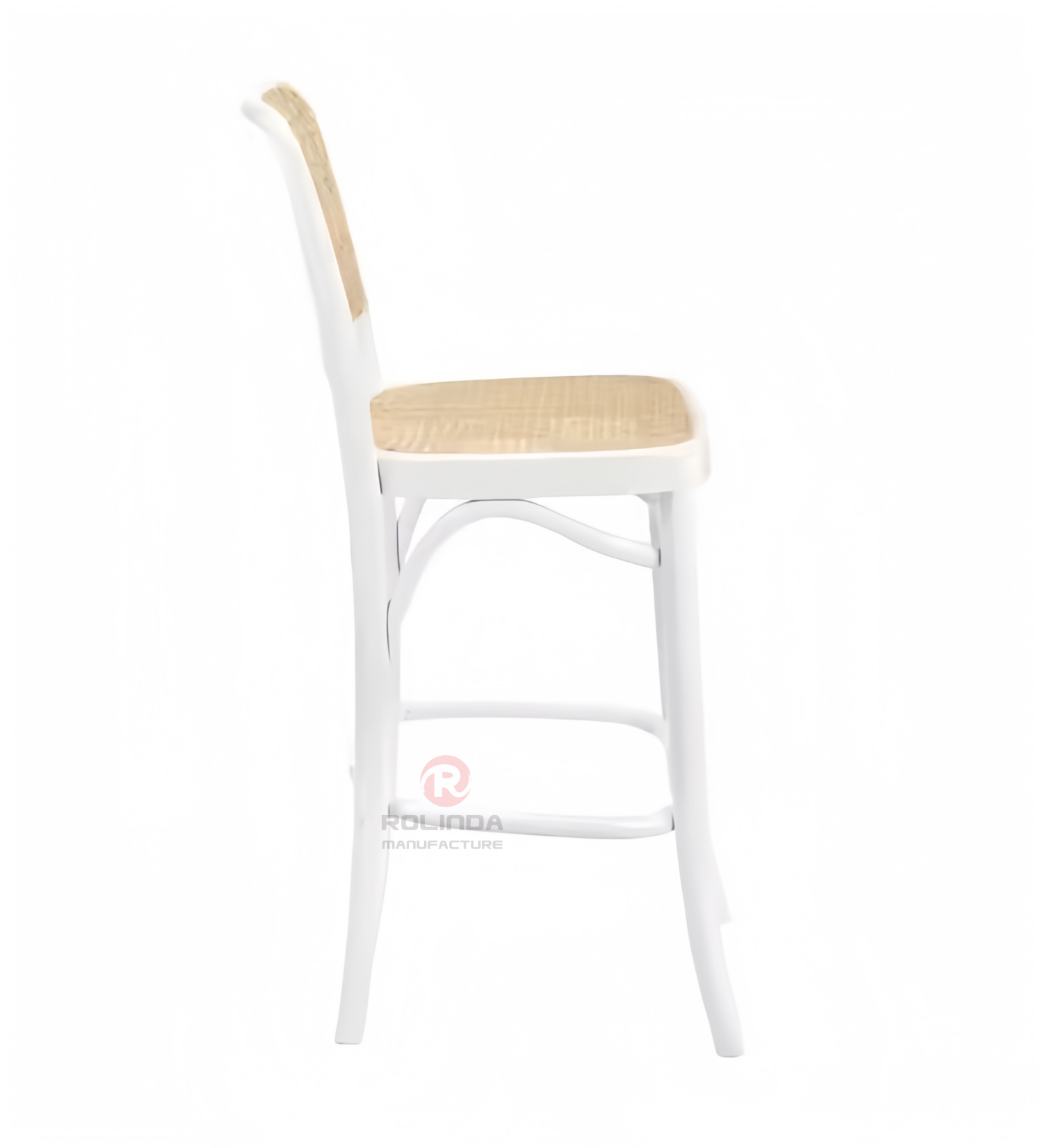 White solid wood frame Bar Wedding Cafe handwoven elliptical back bar chairs