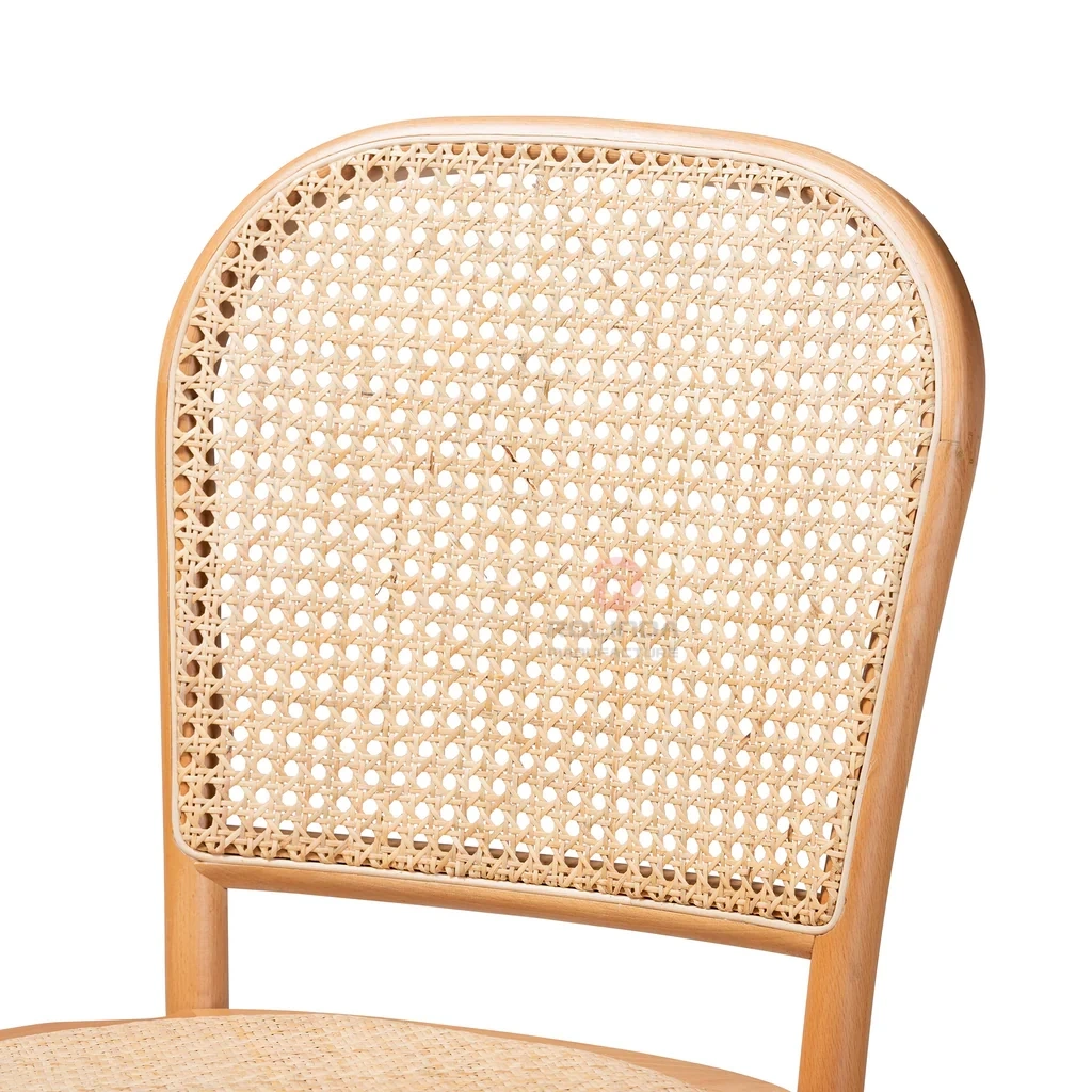 Original wood color hotel wedding bar rattan back bar chair