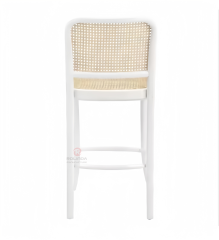 White solid wood frame Bar Wedding Cafe handwoven elliptical back bar chairs