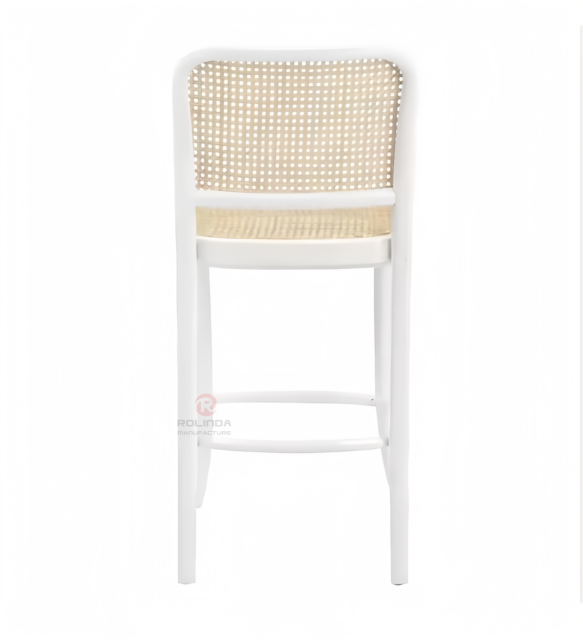 White solid wood frame Bar Wedding Cafe handwoven elliptical back bar chairs