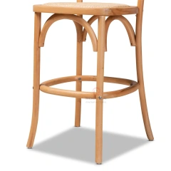 Original wood color hotel wedding bar rattan back bar chair