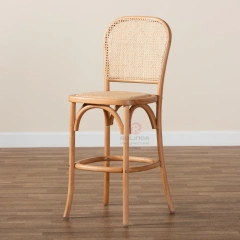 Original wood color hotel wedding bar rattan back bar chair