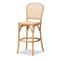 Original wood color hotel wedding bar rattan back bar chair