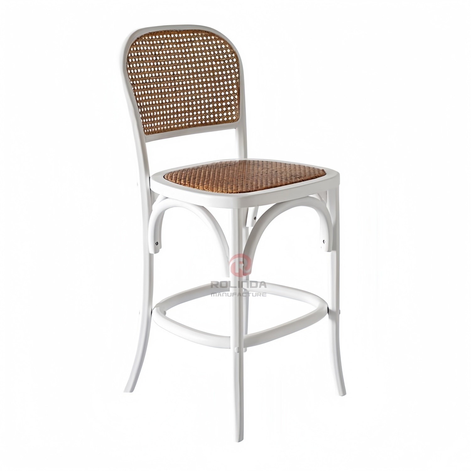 White solid wood frame Bar Wedding Cafe handwoven elliptical back bar chairs
