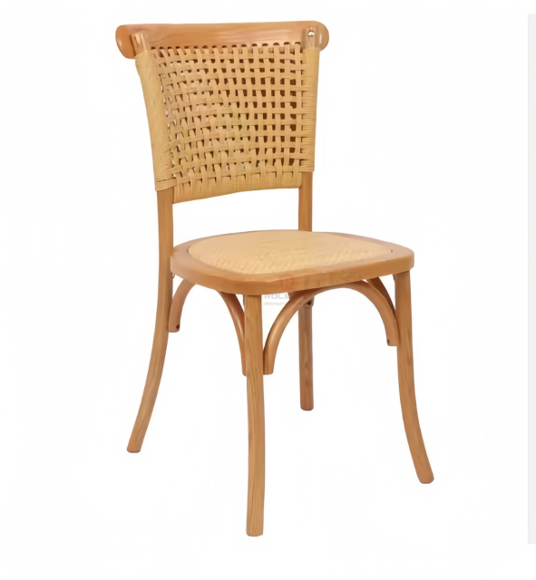 Original wood color Hotel Cafe Tavern Restaurant Solid wood frame hand-woven chairs