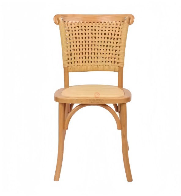 Original wood color Hotel Cafe Tavern Restaurant Solid wood frame hand-woven chairs