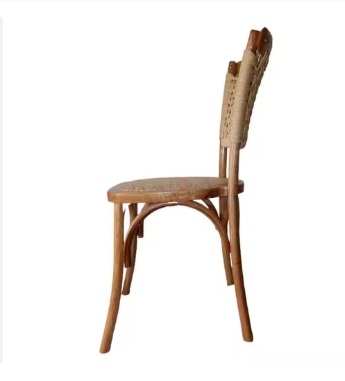 Brown solid wood frame Cafe Restaurant Hotel rattan chairs