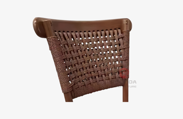 Brown solid wood frame Cafe Restaurant Hotel rattan chairs