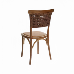 Brown solid wood frame Cafe Restaurant Hotel rattan chairs